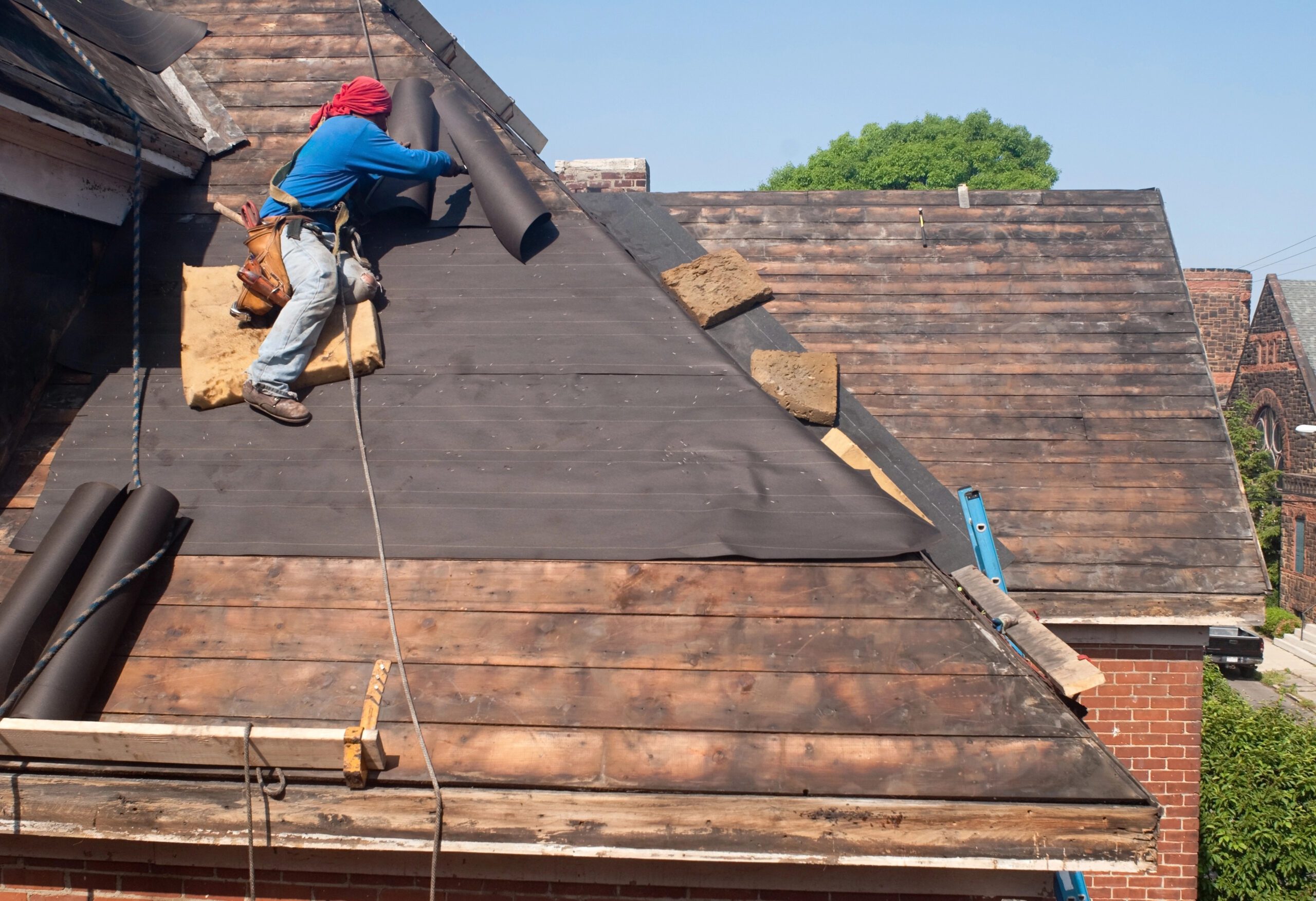 Summer roofing project showing extended daylight work conditions